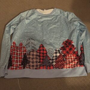 Plaid Tree Patterned Sweatshirt